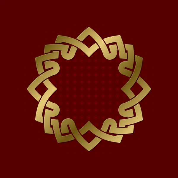 Heiliges geometrisches Symbol aus acht spitzen Plexus. goldener Rahmen mit Mandala-Logo — Stockvektor