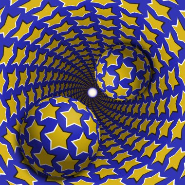 Optik illüzyon illüstrasyon. İki top benekli delik hareket ediyor.