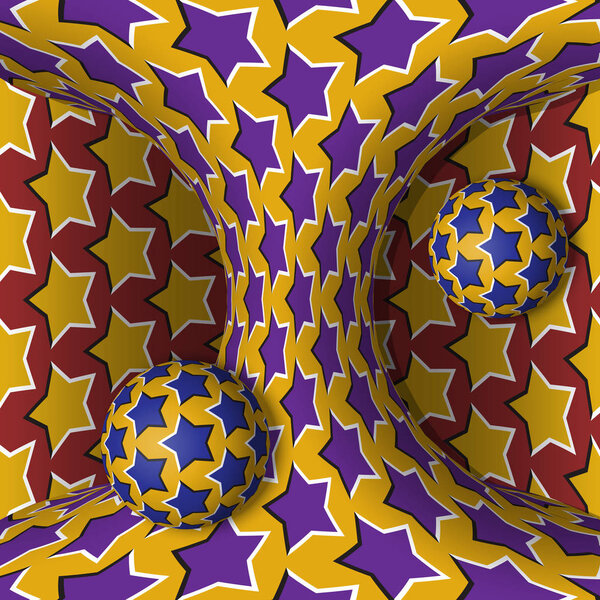 Иллюзия оптического движения. Две сферы вращаются вокруг движущегося гиперболоида
. 