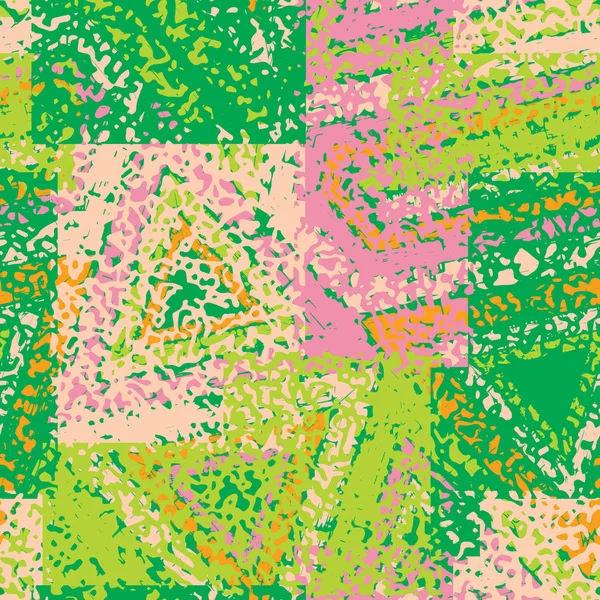 Abstrakta grunge sömlös kaotiska mönster med penseldrag. Urban våren kamouflage textur. — Stock vektor