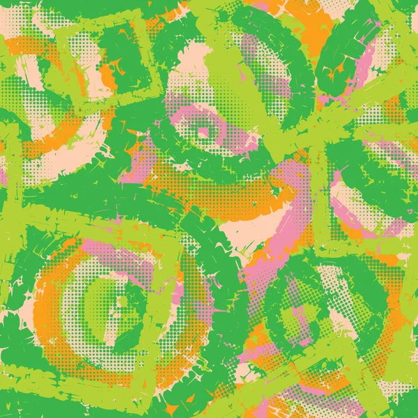 Abstracte grunge naadloze chaotische patroon met penseelstreken. Stedelijke voorjaar camouflage patroon. — Stockvector