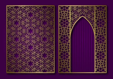 Altın antika kitap kapağı şablonu. Kitapçık tasarımının yüzü ve arkası.