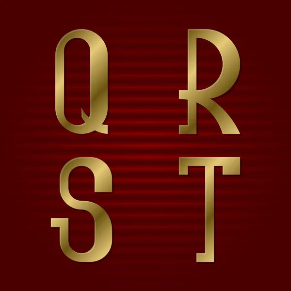 Fuente de oro presentable. Q, R, S, T letras doradas aisladas . — Vector de stock