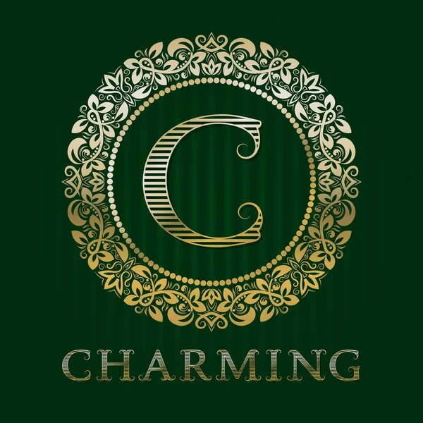 Modelo de logotipo dourado para charmoso boutique. Monograma vetorial . — Vetor de Stock