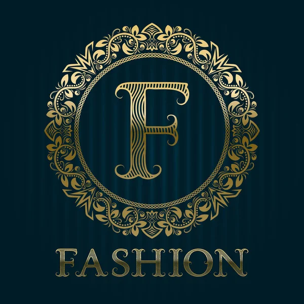 Zlaté logo šablona pro módní butik. Vektor monogram. — Stockový vektor