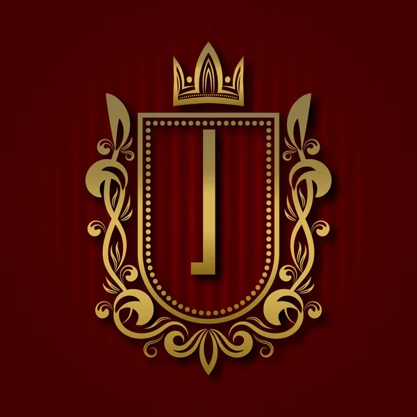 Arany királyi címer középkori stílusban. Vintage logo, én monogram. — Stock Vector