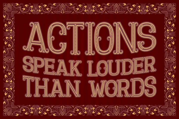 As acções falam mais alto do que as palavras. Inglês ditado . — Vetor de Stock