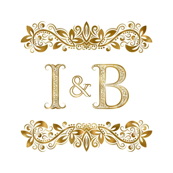 Jag och B vintage initialer logotyp symbol. Bokstäverna är omgivna av dekorativa element. — Stock vektor
