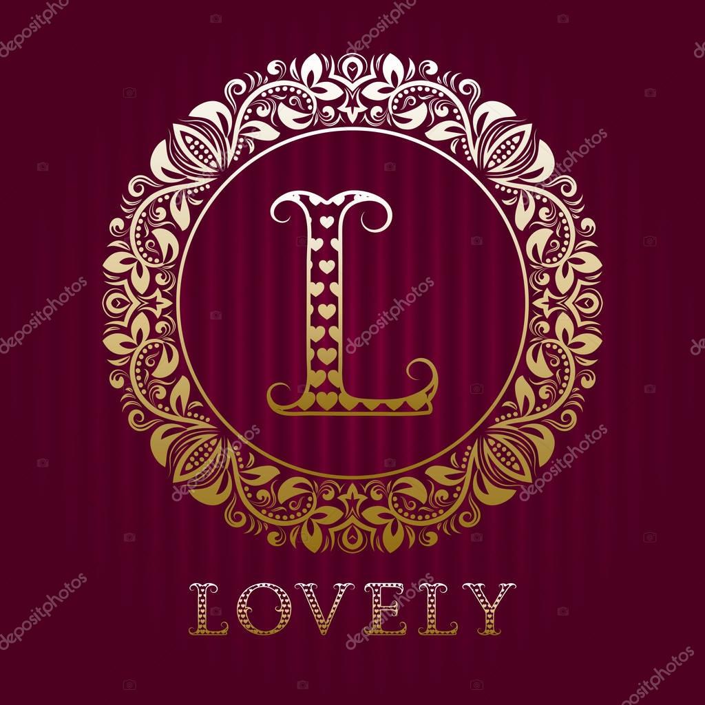 Golden logo template for lovely boutique. Vector monogram.