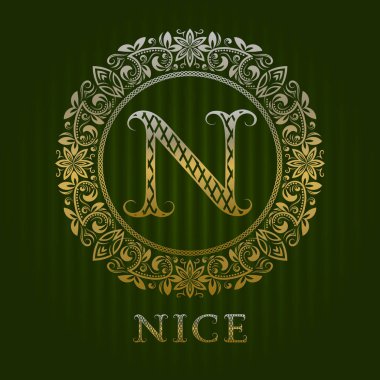 Güzel bir butik için altın logo şablonu. Vektör monogramı.
