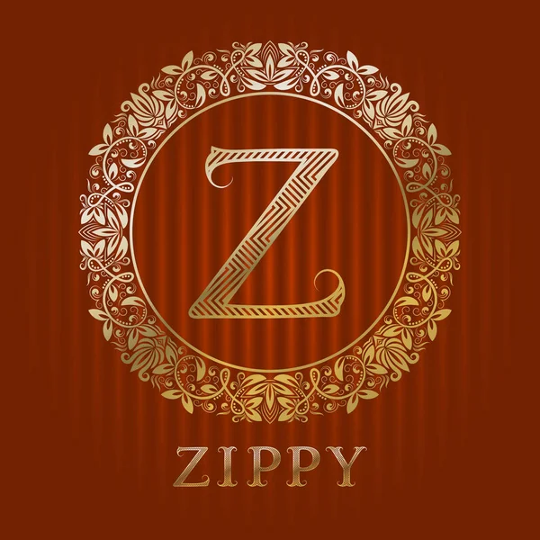 Modello logo dorato per boutique zippy. Monogramma vettoriale. — Vettoriale Stock