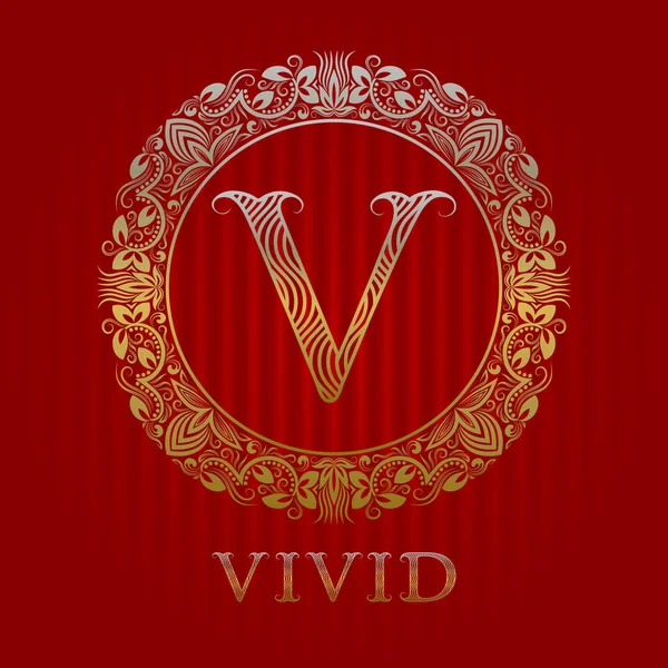 Modello logo dorato per boutique vivida. Monogramma vettoriale. — Vettoriale Stock