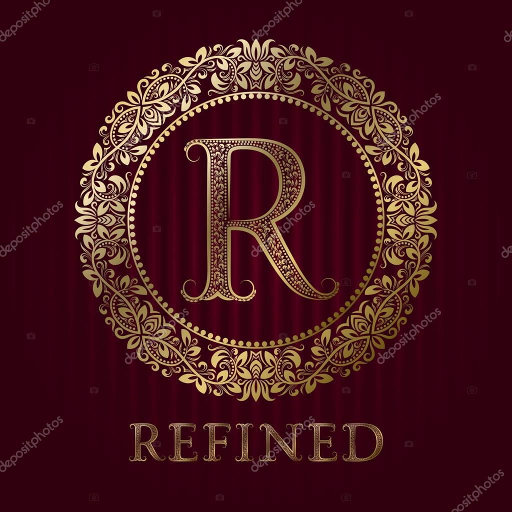 Golden logo template for refined boutique. Vector monogram.