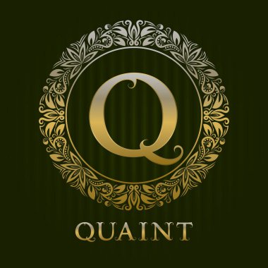 Antika butik için altın logo şablonu. Vektör monogramı.