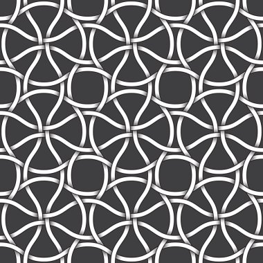 Soyut tekrarlanabilir Model arka plan beyaz bükülmüş bantları siyah konturlar ile şeritler. Renk örneği iç içe sargı bantları.