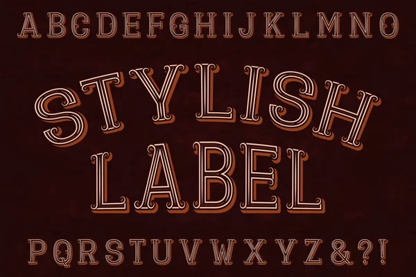 Stylish label font. Isolated english alphabet. — Stock Vector