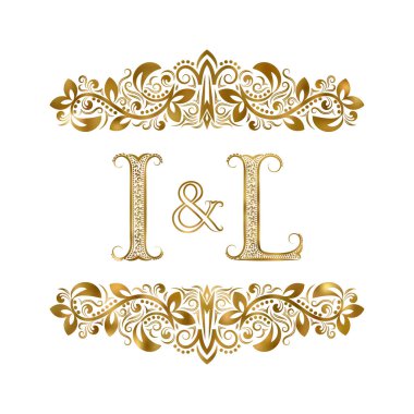 Ben ve L vintage baş harfleri logo sembol. Harfleri süs öğeleri tarafından çevrili