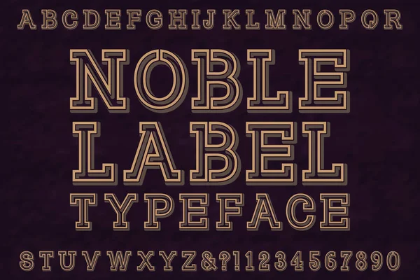 Noble Label Typeface font. Isolated english alphabet. — Stock Vector