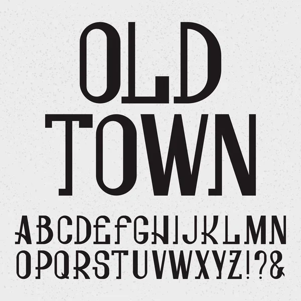 Caratteri in stile retrò. Lettere maiuscole nere. alfabeto inglese isolato con testo Città Vecchia . — Vettoriale Stock