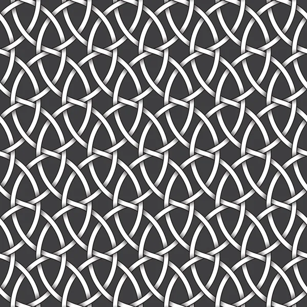 Fondo de patrón repetible abstracto de bandas retorcidas blancas con trazos negros. Muestra de bandas onduladas entrelazadas — Archivo Imágenes Vectoriales