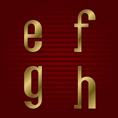Küçük harf altın yazı tipi. E, f, g, s altın harfler izole.
