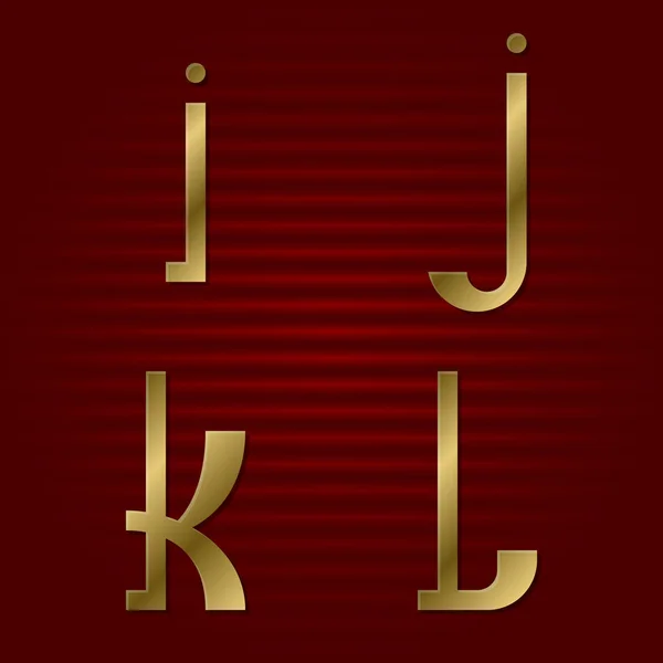 Lowercase gold fuente. Isolated i, j, k, l letras doradas . — Archivo Imágenes Vectoriales