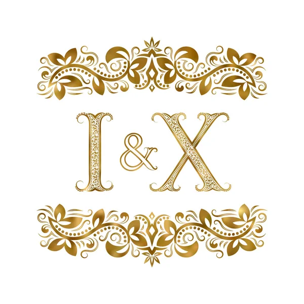 I y X vintage iniciales símbolo del logotipo. Las letras están rodeadas de elementos ornamentales. Boda o socios de negocios monograma en estilo real . — Vector de stock
