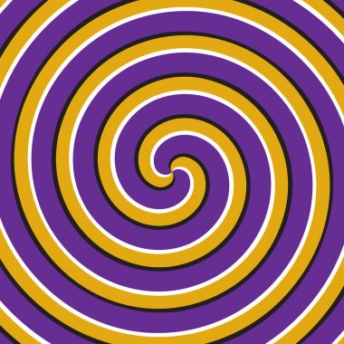 Optical motion illusion background. Purple yellow double spiral surface. clipart