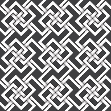 Soyut tekrarlanabilir Model arka plan siyah konturlar ile beyaz bükülmüş bantları. Şekiller pleksus çokgenler formunda örneği. Kelt tarzı seamless modeli.