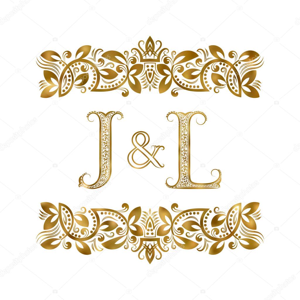 J and L vintage initials logo symbol. The letters are surrounded by ...