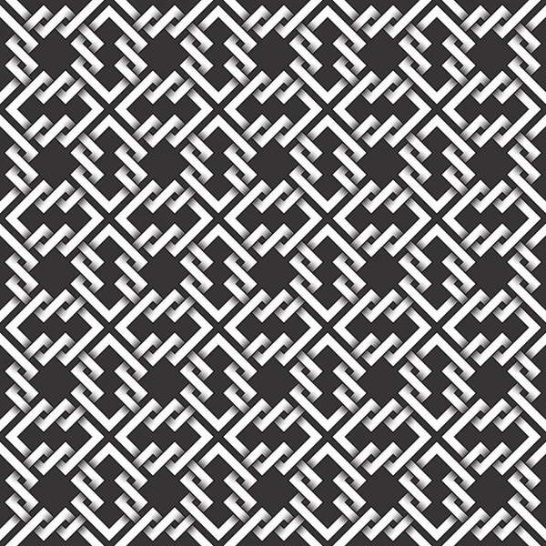 Monokrom sömlösa mönster av sammanflätade ränder. Abstrakt repeterbara bakgrund. — Stock vektor
