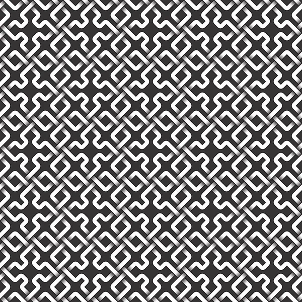 Monochromes, nahtloses Muster aus miteinander verflochtenen Streifen. abstrakt wiederholbare Hintergründe. — Stockvektor