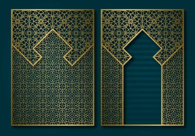 Altın antika kitap kapağı şablonu. Kitapçık tasarımının yüzü ve arkası.