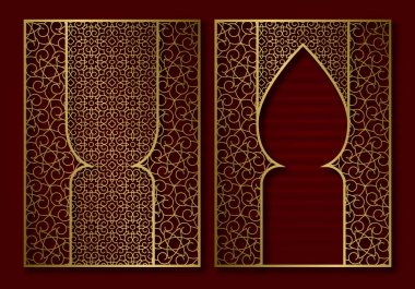 Altın antika kitap kapağı şablonu. Kitapçık tasarımının yüzü ve arkası.