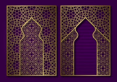 Altın antika kitap kapağı şablonu. Kitapçık tasarımının yüzü ve arkası.