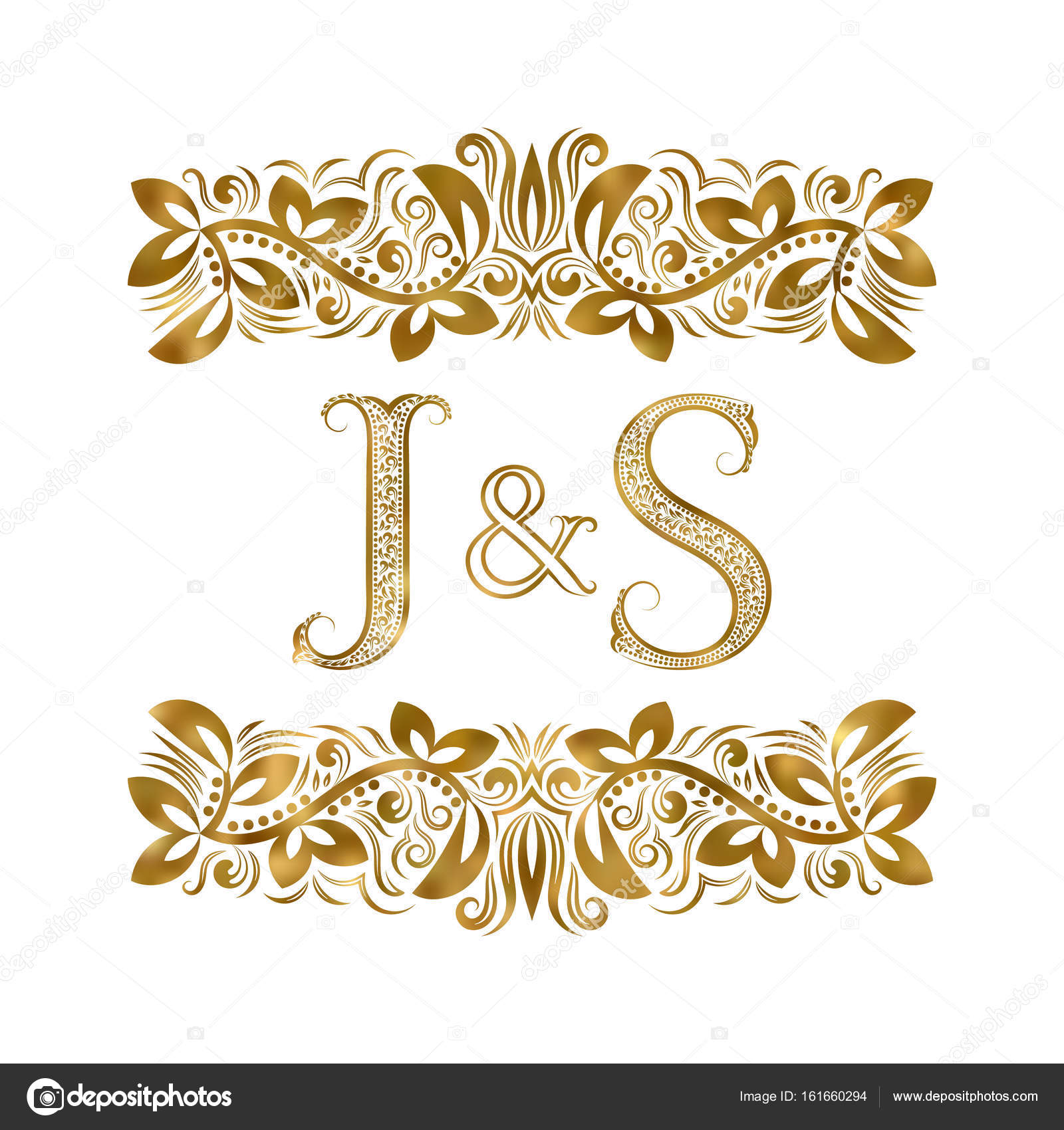 J and S vintage initials logo symbol. The letters are surrounded by ...