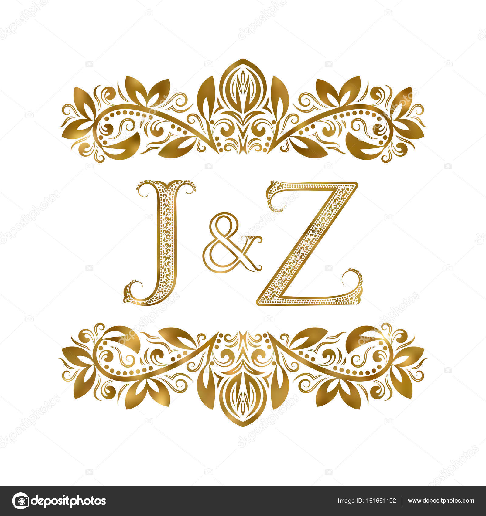 J And Z Vintage Initials Logo Symbol The Letters Are Surrounded By Ornamental Elements Wedding Or Business Partners Monogram In Royal Style Vector Image By C Vectordivider Vector Stock