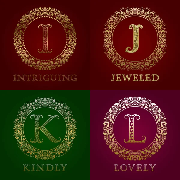 Plantillas de oro para logotipos intrigantes, joyas, amables y encantadores. Juego de monogramas vectoriales . — Vector de stock