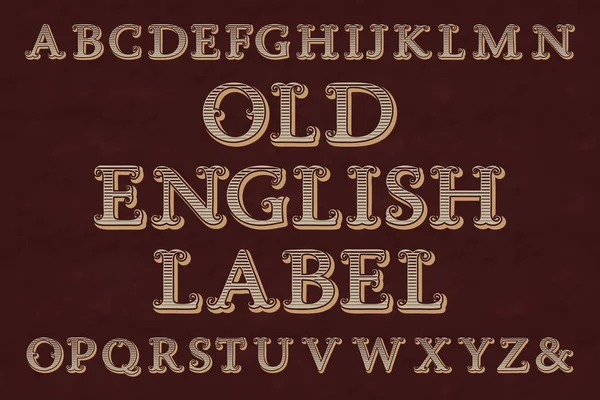 Старий англійський шрифт мітки. Смугасті літери, ізольований алфавіт . — стоковий вектор