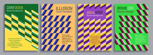 Copre modelli di illusione. Opuscolo, opuscolo, relazione annuale, poster design minimale . — Vettoriale Stock