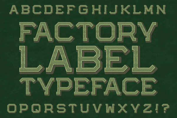 Fonte Factory Label Typeface. Alfabeto inglês isolado . — Vetor de Stock