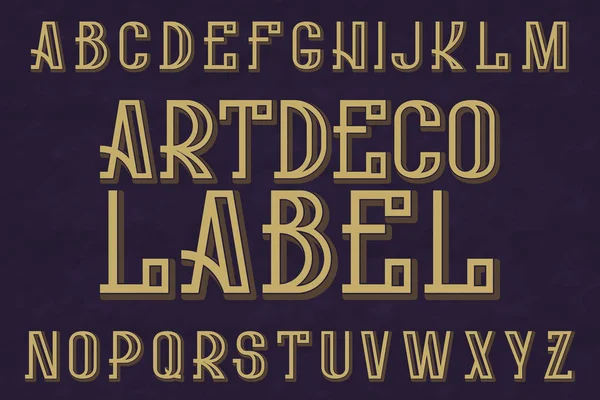 Artdeco Label typeface. Retro font. Isolated english alphabet. — Stock Vector