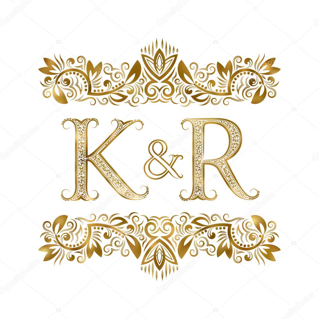 K and R vintage initials logo symbol. The letters are surrounded by