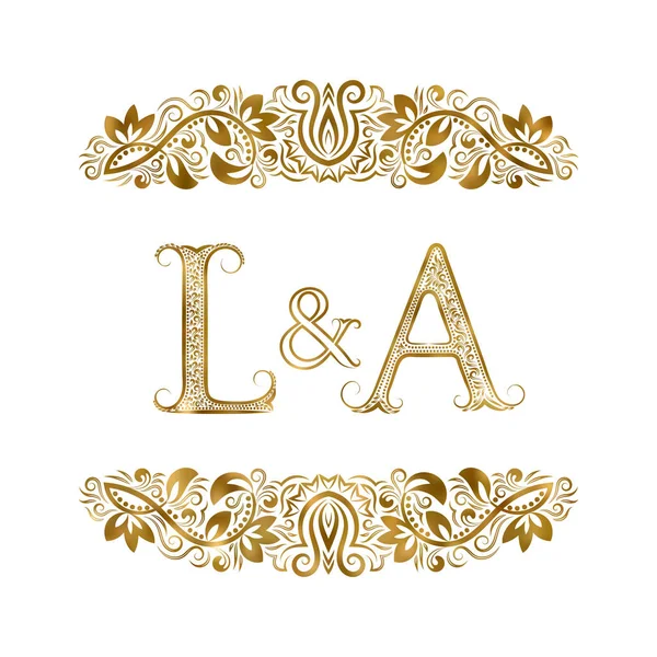L und einem Logo-Symbol mit Vintage-Initialen. die Buchstaben sind von ornamentalen Elementen umgeben. Monogramm von Hochzeits- oder Geschäftspartnern im königlichen Stil. — Stockvektor
