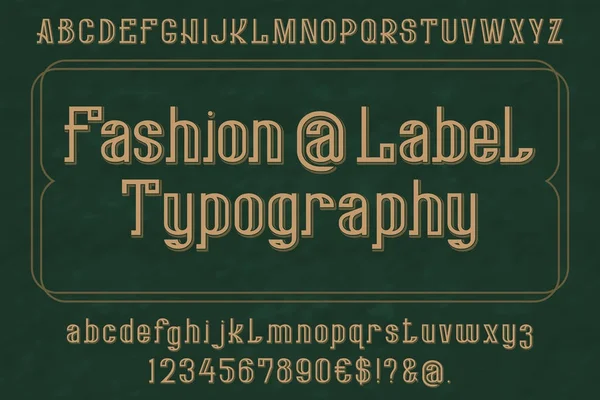 Modelabel Typografie-Schrift. isoliertes englisches Alphabet. Buchstaben, Zahlen und einige Symbole. — Stockvektor