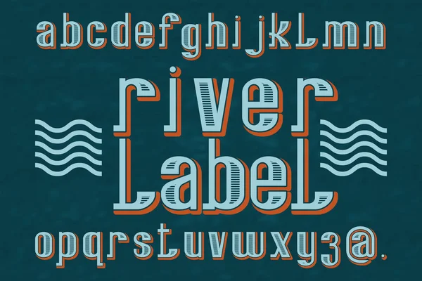 River Label typeface. Retro font. Isolated english alphabet. — Stock Vector