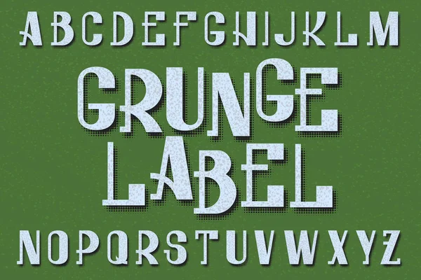 Grunge etiket yazı tipi. Retro yazı tipi. İzole İngilizce alfabe. — Stok Vektör