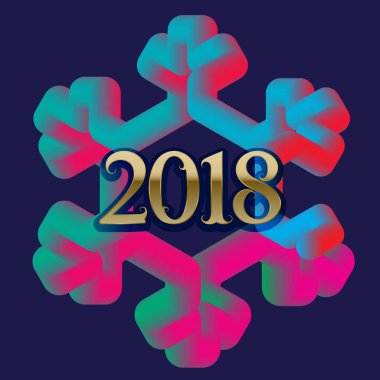 2018 mutlu yeni yıl tebrik kartı şablonu ile sıvı renkleri kar tanesi çerçeve.