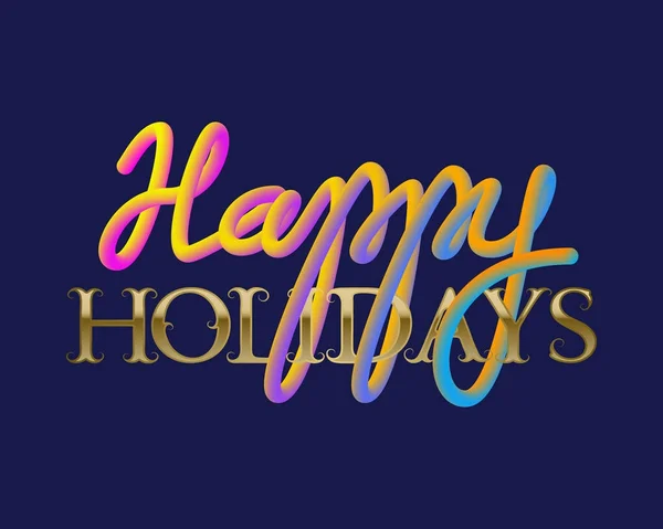 Happy Holidays golden and fluid colors lettering for greeting card design. — Stock Vector