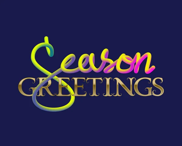 Season Greetings golden and fluid colors lettering for greeting card design. — Stock Vector